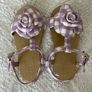 Janie and Jack Gingham Flower Sandals, Toddler 8